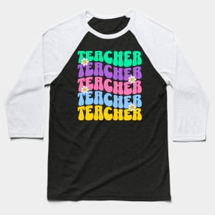 Retro Wave Teacher Baseball T-Shirt